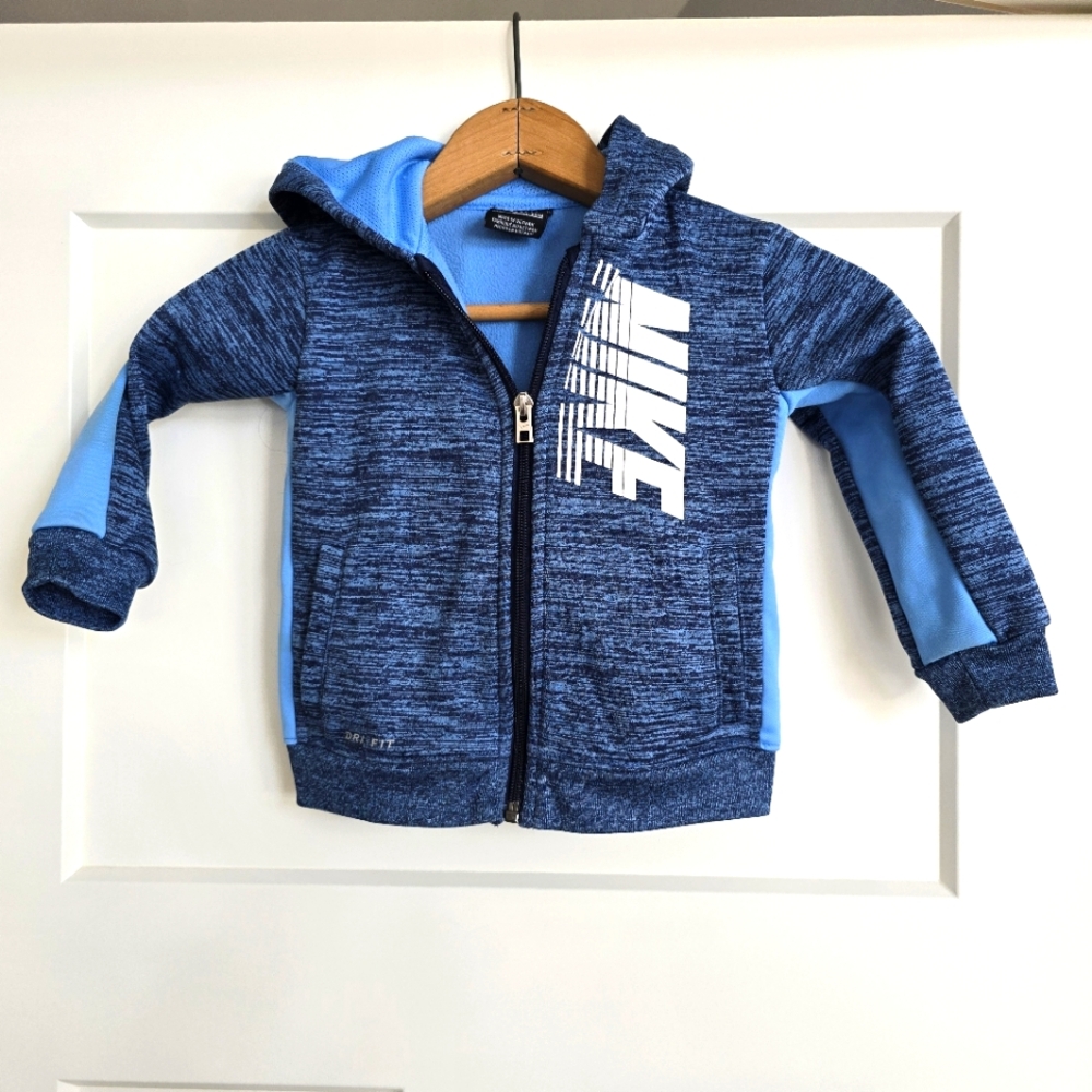 Nike Dri-Fit Full Zip Hooded Sweatshirt Jacket Fleece Lined Size 24M Unisex